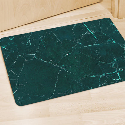 Dark Green Marble Print Polyester Doormat