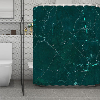 Dark Green Marble Print Polyester Shower Curtain