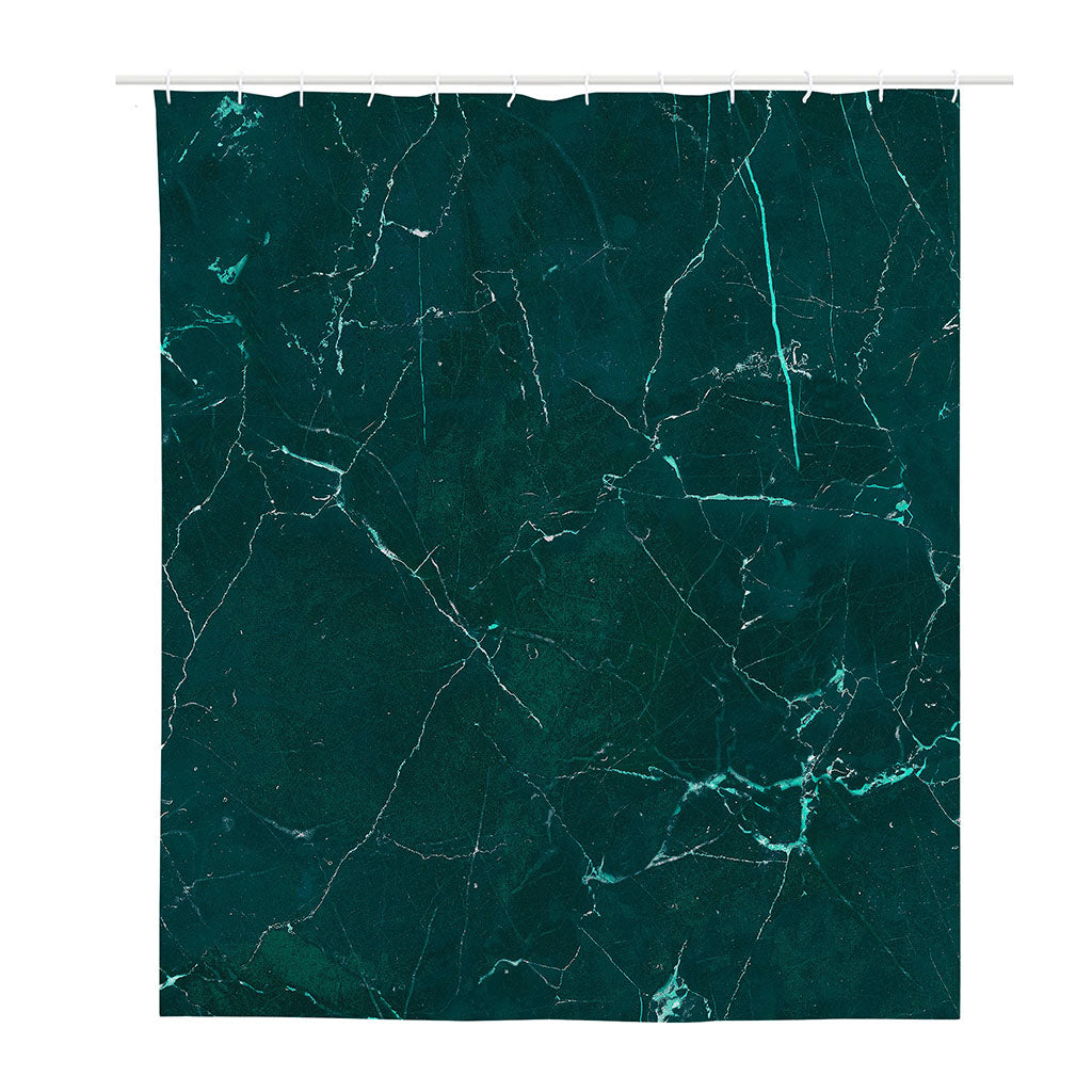 Dark Green Marble Print Polyester Shower Curtain