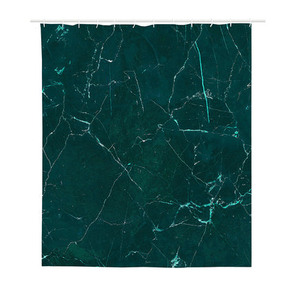 Dark Green Marble Print Polyester Shower Curtain