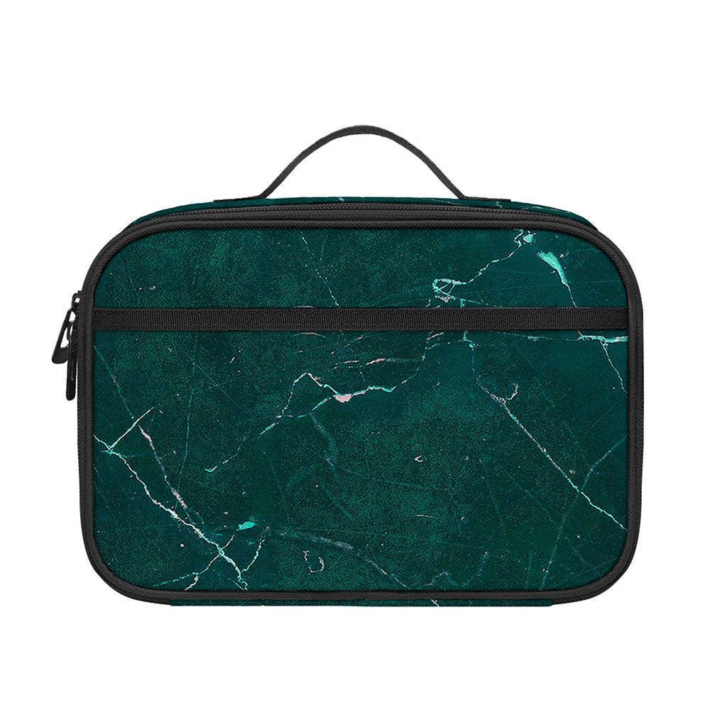 Dark Green Marble Print Portable Lunch Bag