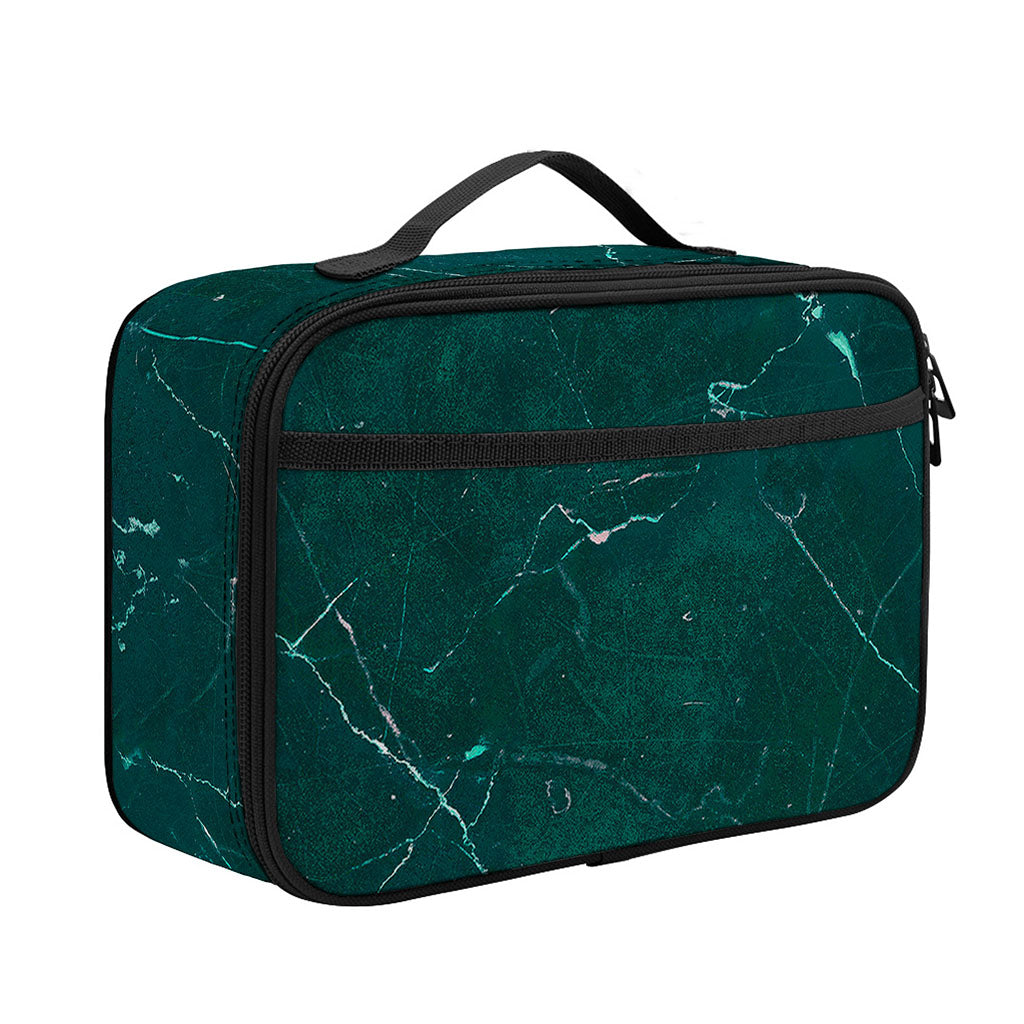 Dark Green Marble Print Portable Lunch Bag