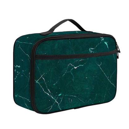 Dark Green Marble Print Portable Lunch Bag