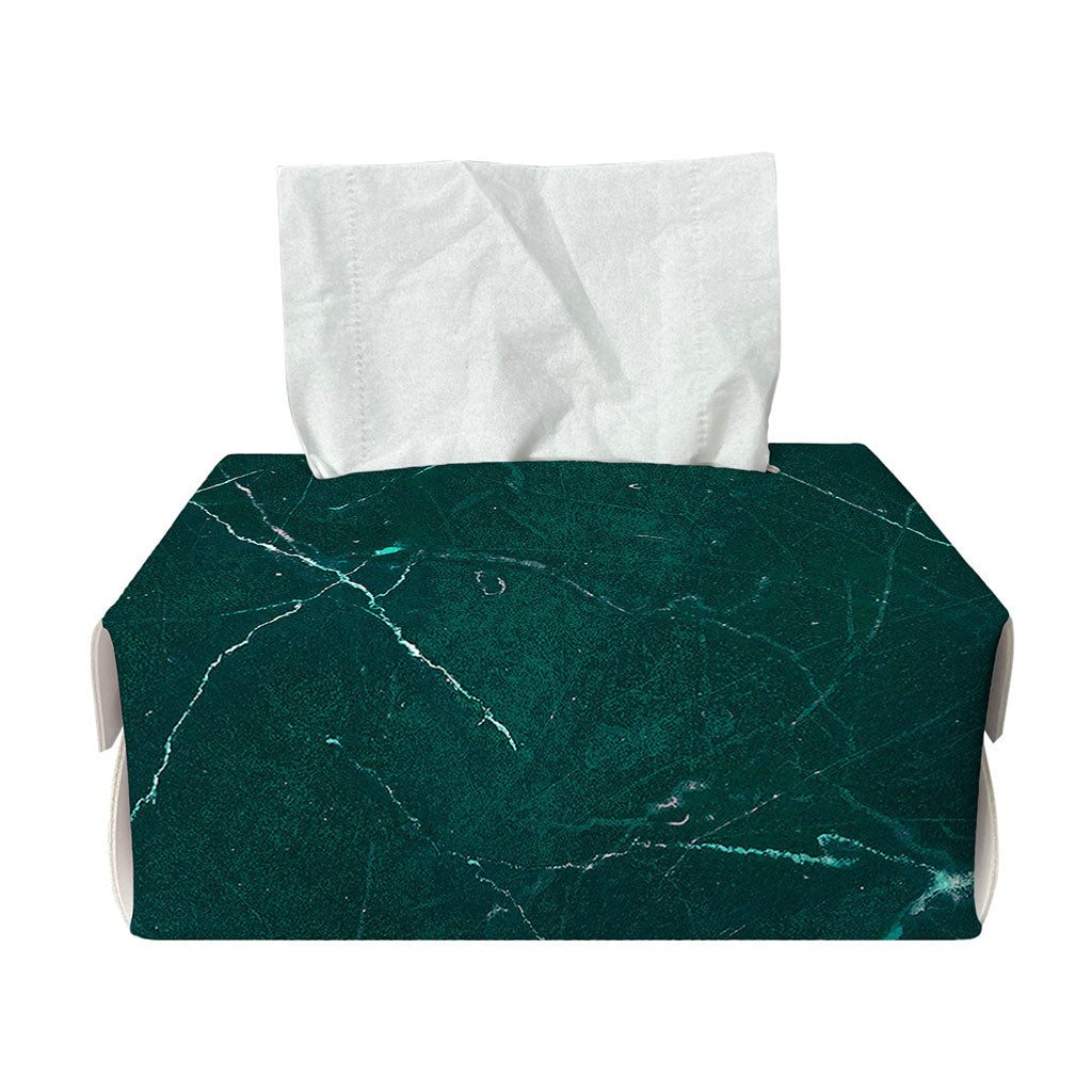 Dark Green Marble Print Rectangle Tissue Box Cover