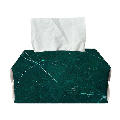 Dark Green Marble Print Rectangle Tissue Box Cover