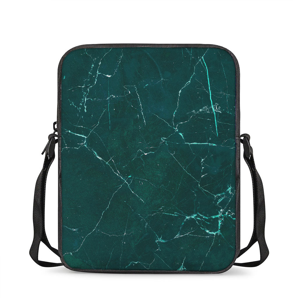 Dark Green Marble Print Rectangular Crossbody Bag