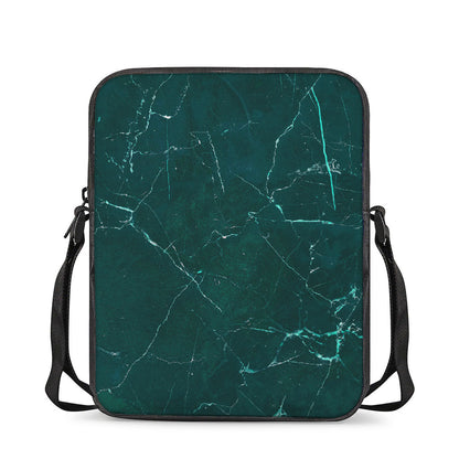 Dark Green Marble Print Rectangular Crossbody Bag