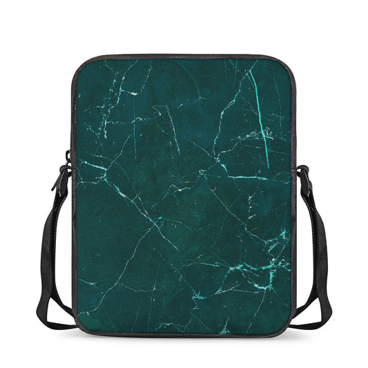 Dark Green Marble Print Rectangular Crossbody Bag
