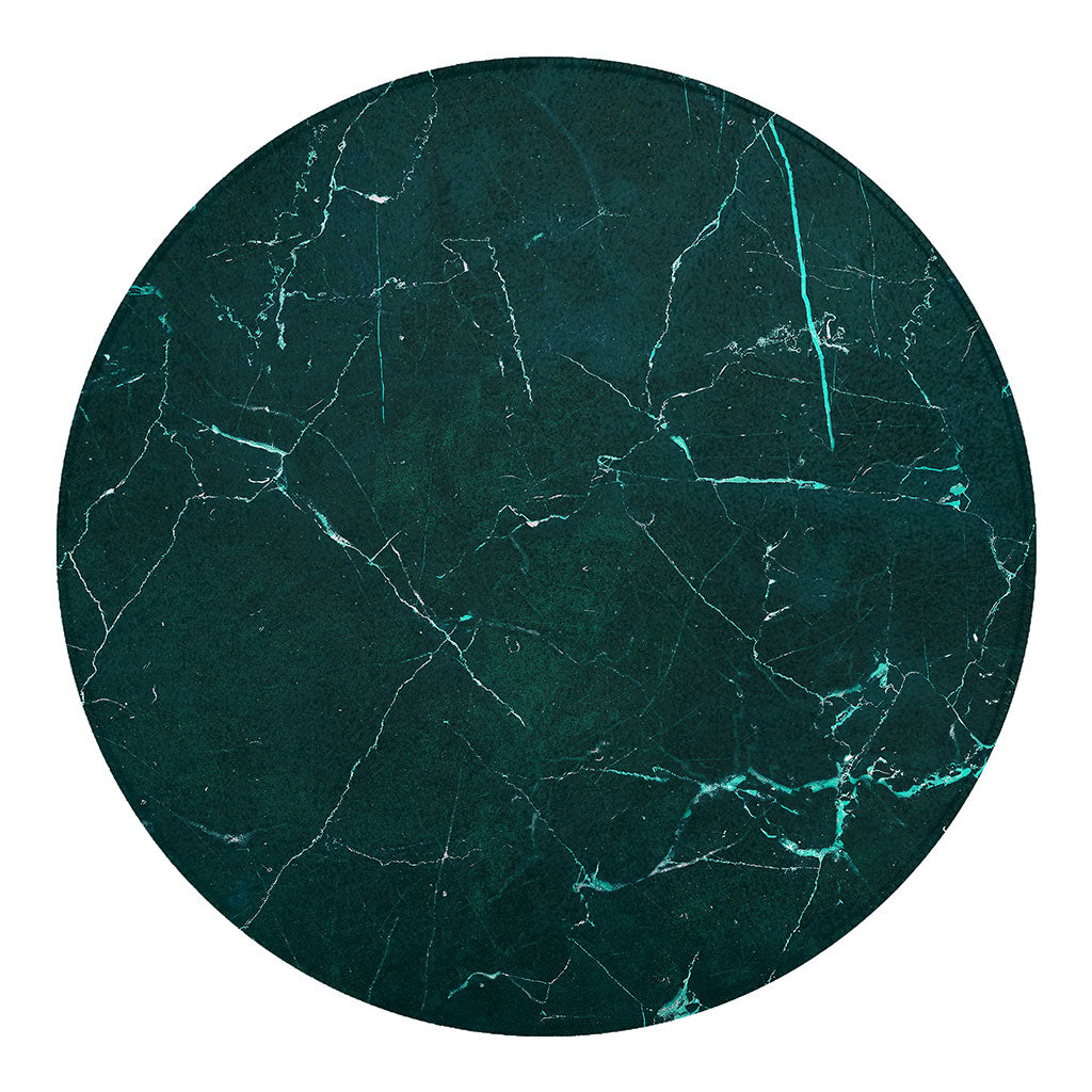 Dark Green Marble Print Round Blanket