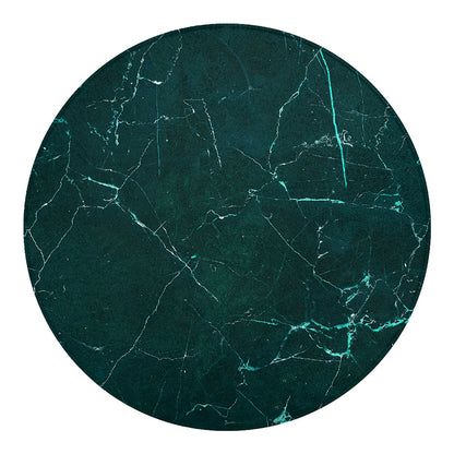 Dark Green Marble Print Round Blanket