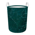 Dark Green Marble Print Round Laundry Basket