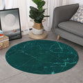 Dark Green Marble Print Round Rug