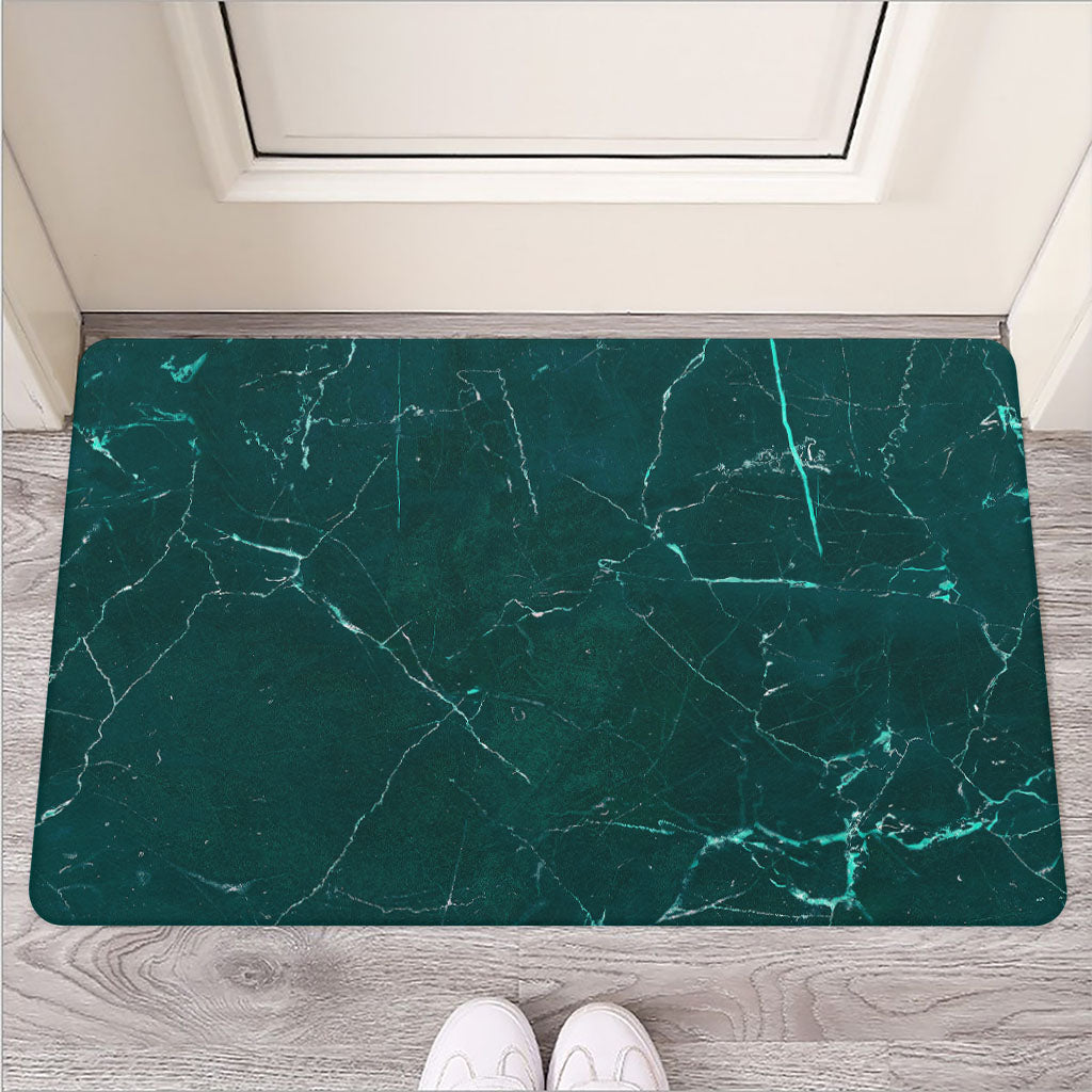 Dark Green Marble Print Rubber Doormat