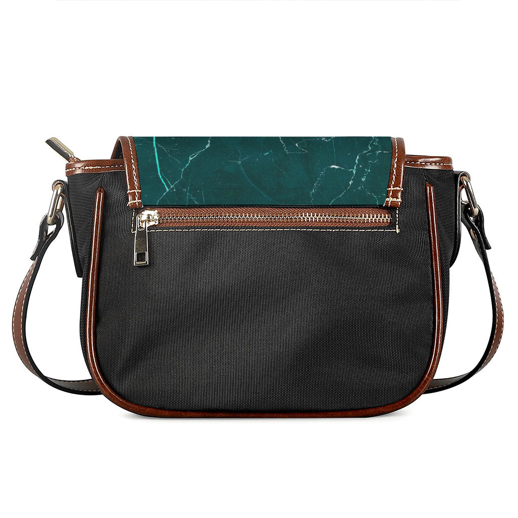 Dark Green Marble Print Saddle Bag
