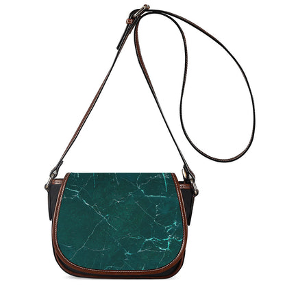 Dark Green Marble Print Saddle Bag