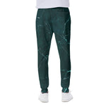 Dark Green Marble Print Scuba Joggers