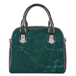 Dark Green Marble Print Shoulder Handbag