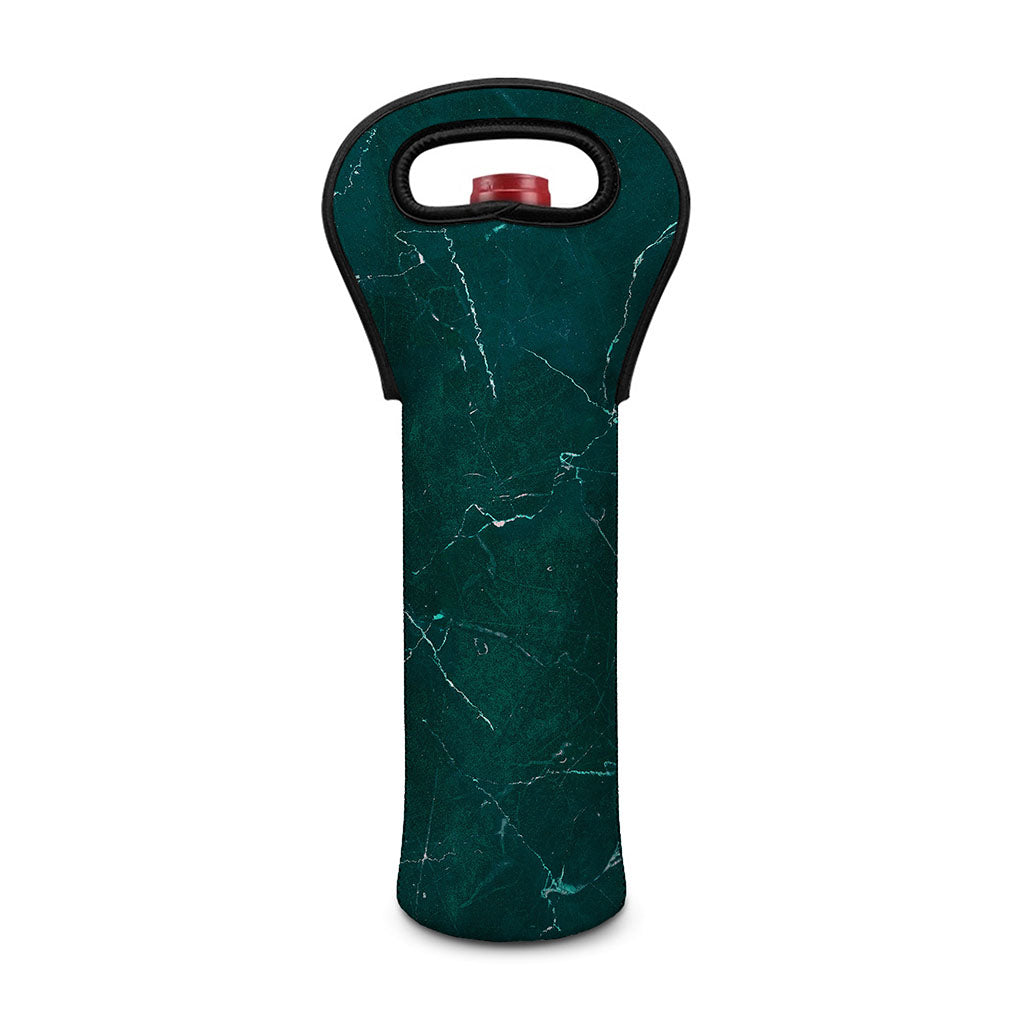 Dark Green Marble Print Single Neoprene Wine Tote