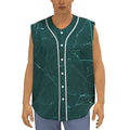 Dark Green Marble Print Sleeveless Baseball Jersey