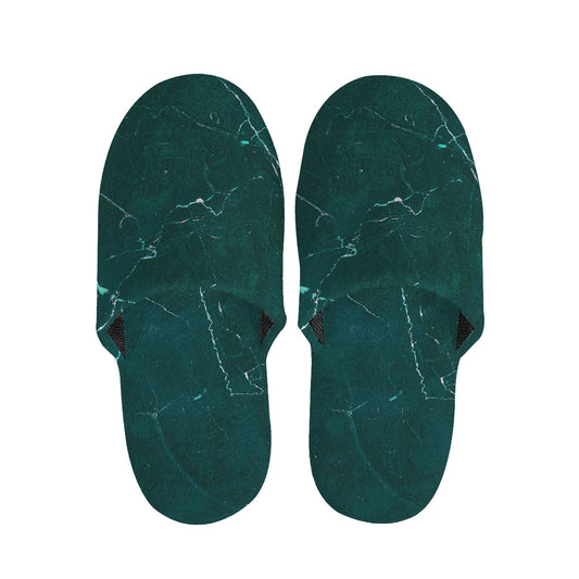 Dark Green Marble Print Slippers