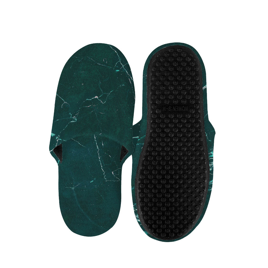 Dark Green Marble Print Slippers
