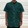Dark Green Marble Print Textured Short Sleeve Shirt