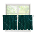Dark Green Marble Print Tier Curtains
