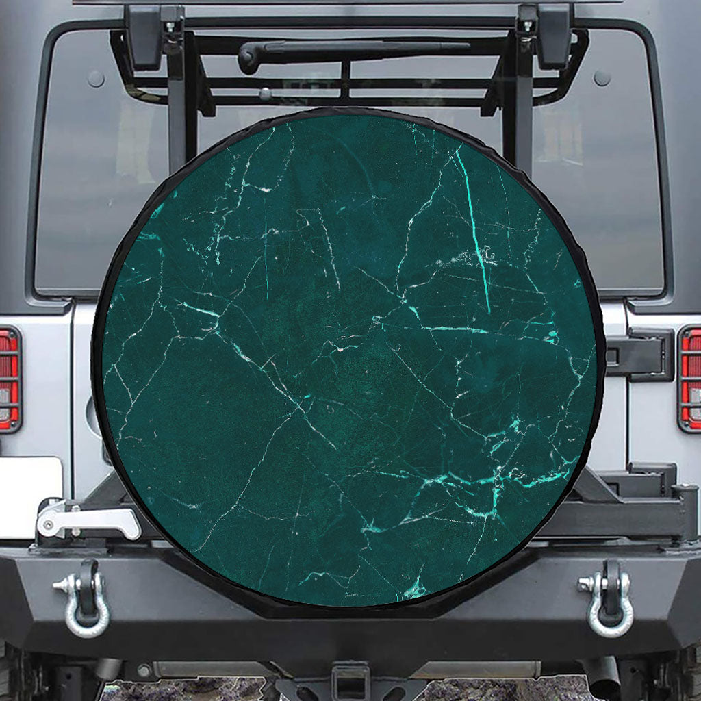 Dark Green Marble Print Tire Cover