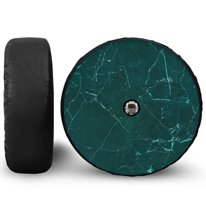 Dark Green Marble Print Tire Cover With Camera Hole