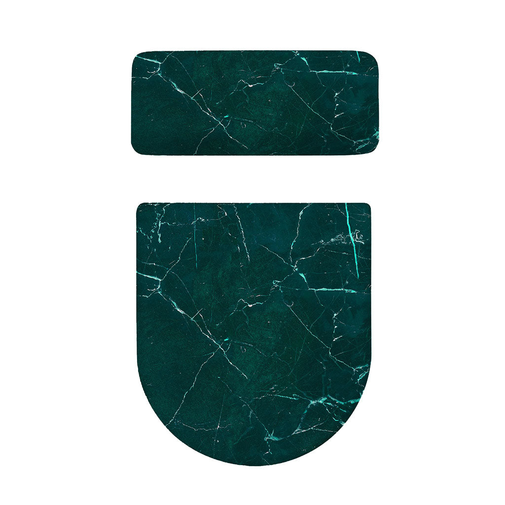 Dark Green Marble Print Toilet Lid And Tank Cover Set