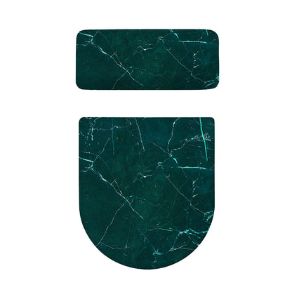 Dark Green Marble Print Toilet Lid And Tank Cover Set