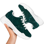 Dark Green Marble Print White Chunky Shoes