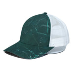 Dark Green Marble Print White Mesh Trucker Cap