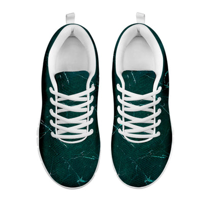 Dark Green Marble Print White Running Shoes
