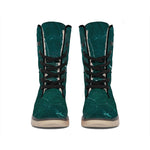 Dark Green Marble Print Winter Boots