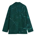 Dark Green Marble Print Women's Blazer