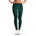 Dark Green Marble Print Women's Leggings