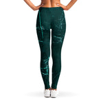 Dark Green Marble Print Women's Leggings