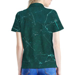 Dark Green Marble Print Women's Polo Shirt