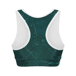 Dark Green Marble Print Women's Sports Bra