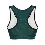 Dark Green Marble Print Women's Sports Bra