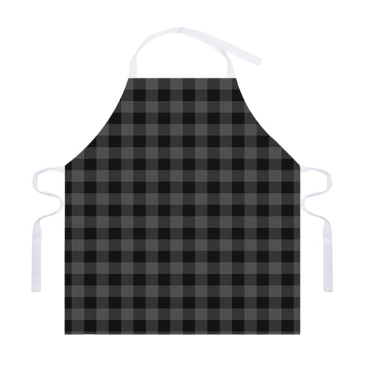 Dark Grey And Black Buffalo Check Print Adjustable Apron