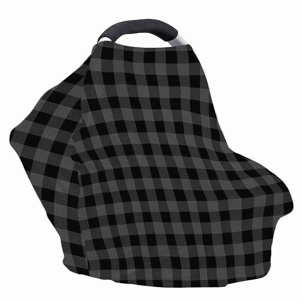 Dark Grey And Black Buffalo Check Print Baby Seat Cover