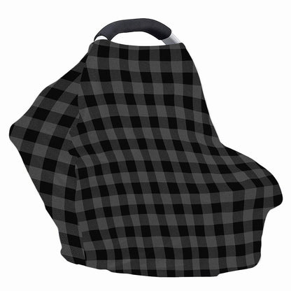 Dark Grey And Black Buffalo Check Print Baby Seat Cover