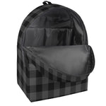 Dark Grey And Black Buffalo Check Print Backpack