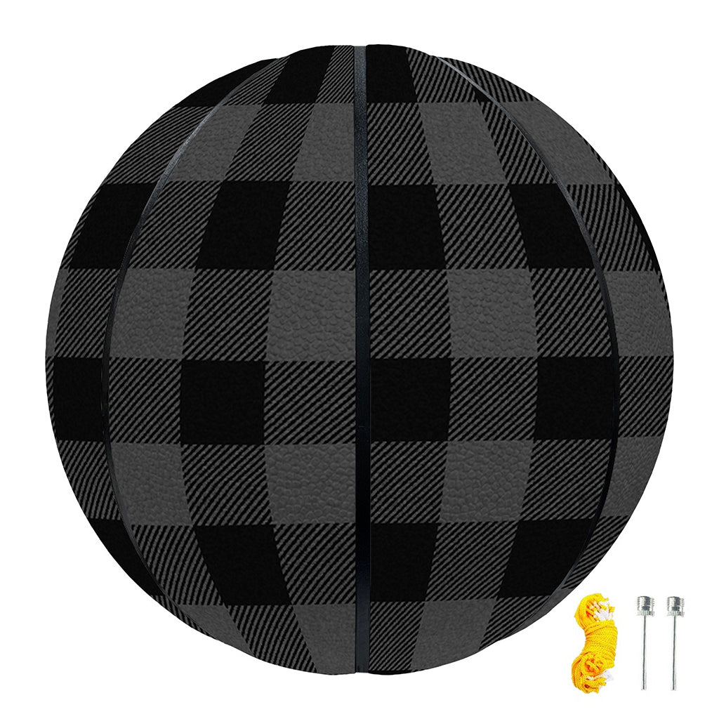 Dark Grey And Black Buffalo Check Print Basketball