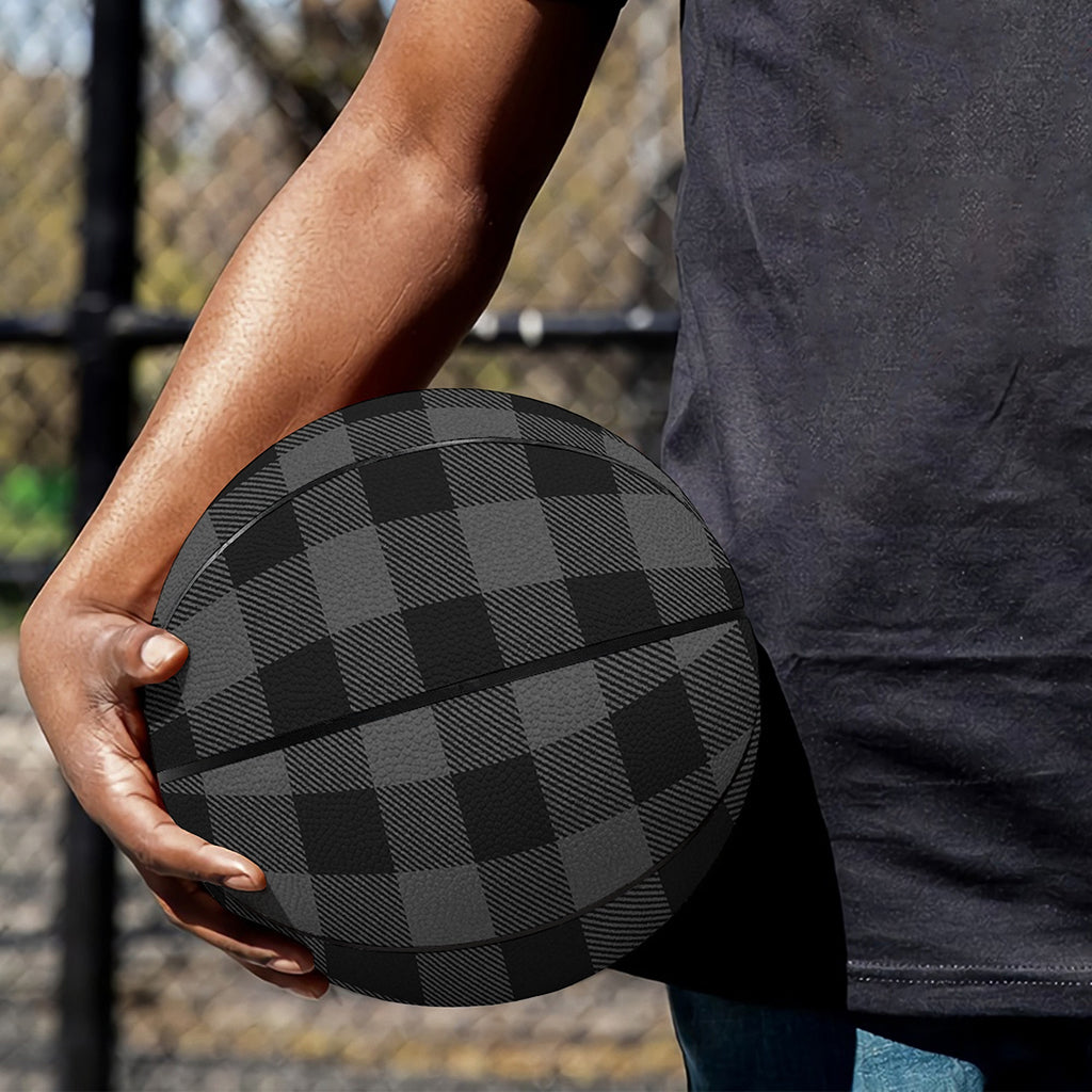 Dark Grey And Black Buffalo Check Print Basketball