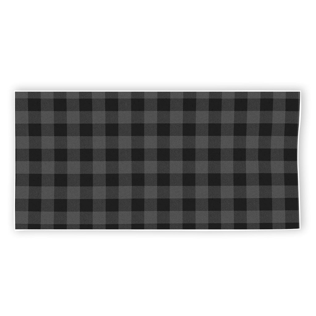 Dark Grey And Black Buffalo Check Print Beach Towel