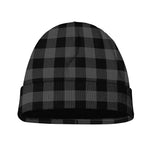 Dark Grey And Black Buffalo Check Print Beanie