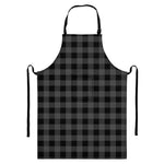 Dark Grey And Black Buffalo Check Print Bib Apron With Pocket